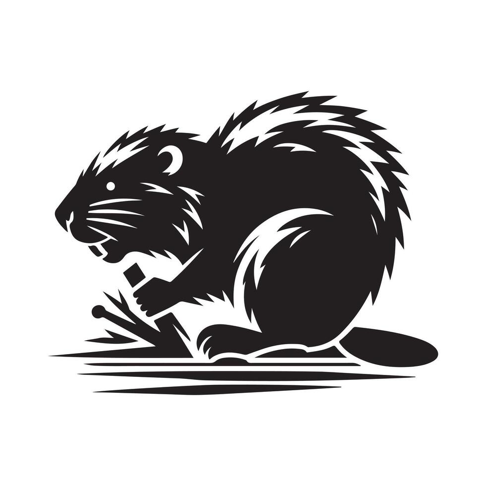 Wildlife Swamp Beaver Silhouettes for Nature-Themed Marketing vector
