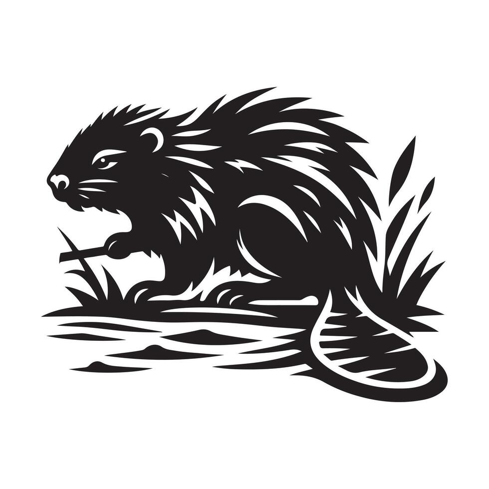 Eco and Wildlife Swamp Beaver Silhouettes for Graphic Design Needs vector