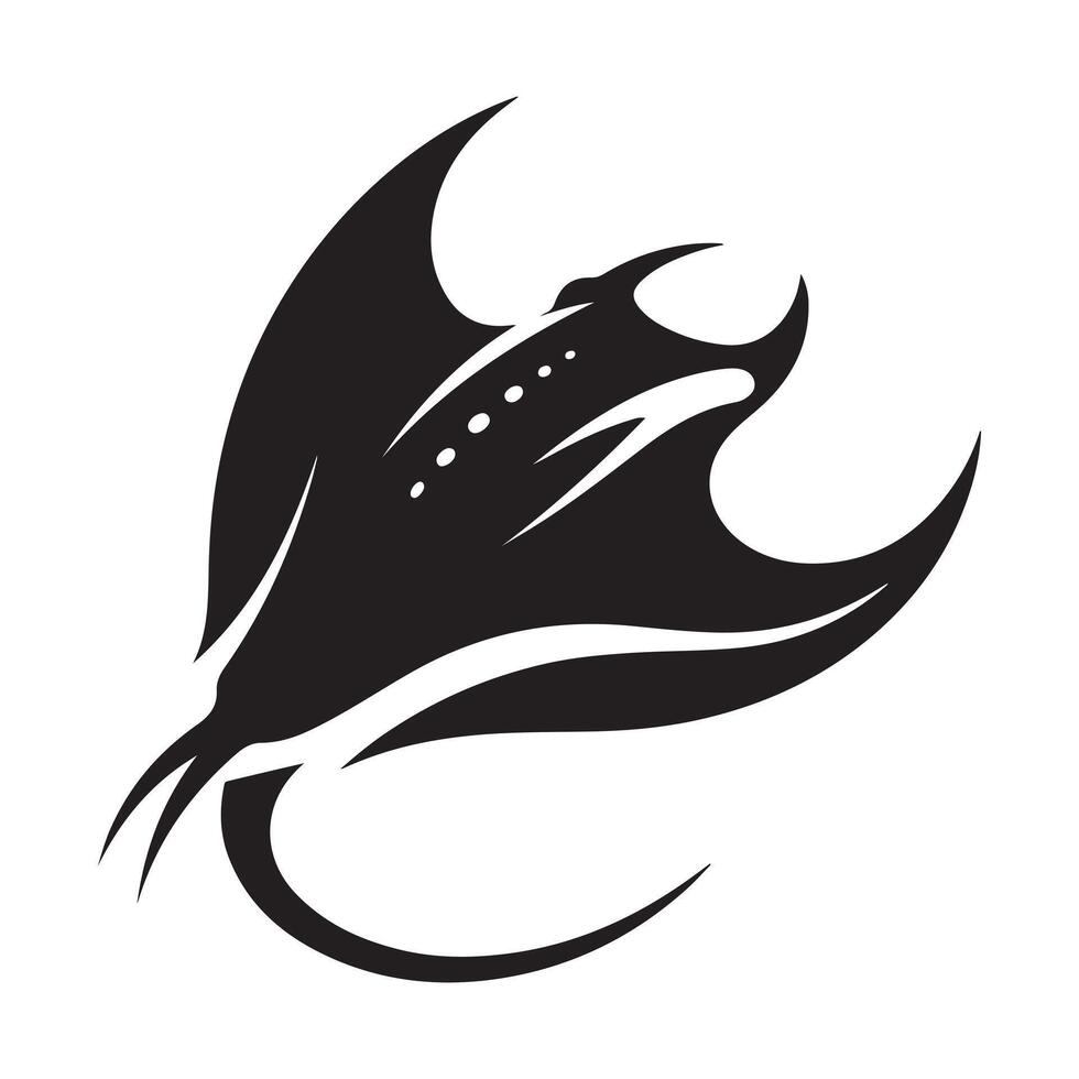 Giant Manta Ray Silhouette Vectors for Educational and Oceanographic Designs