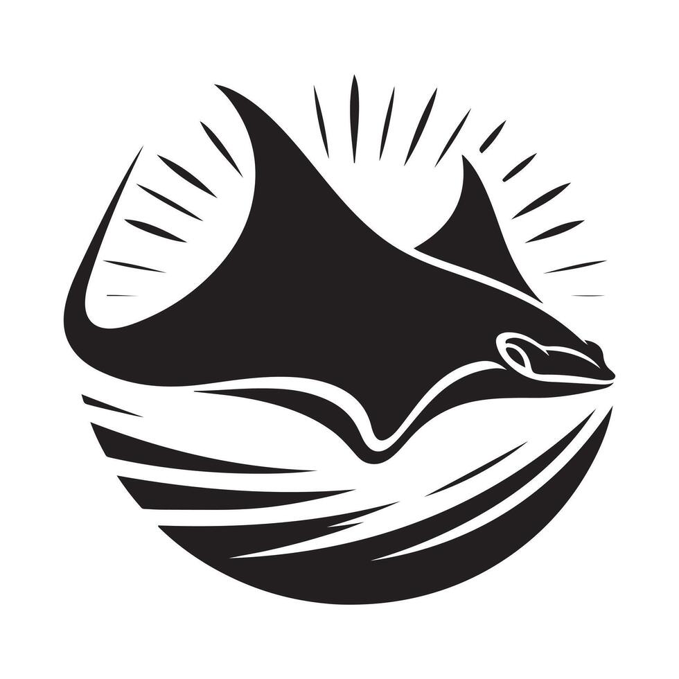 Silhouette Vectors of Giant Manta Rays for Nature and Ocean Illustrations