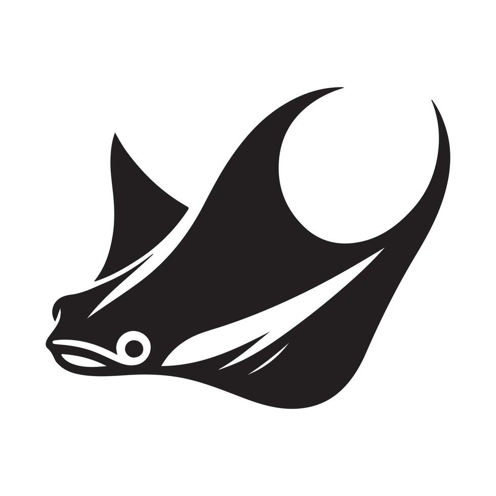 Giant Manta Ray Silhouette Vectors Illustrations for Posters and Flyers