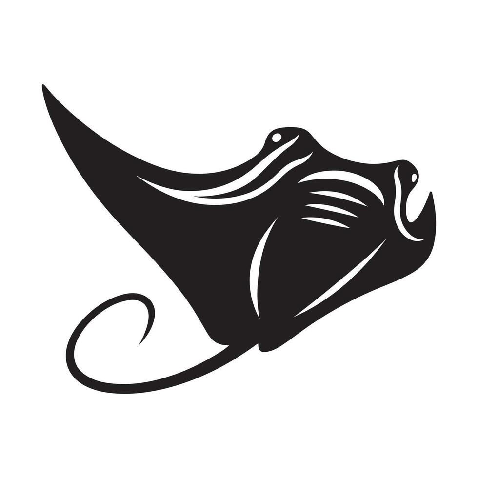 Giant Oceanic Manta Ray Silhouettes for Posters, Merchandise, and Ads vector