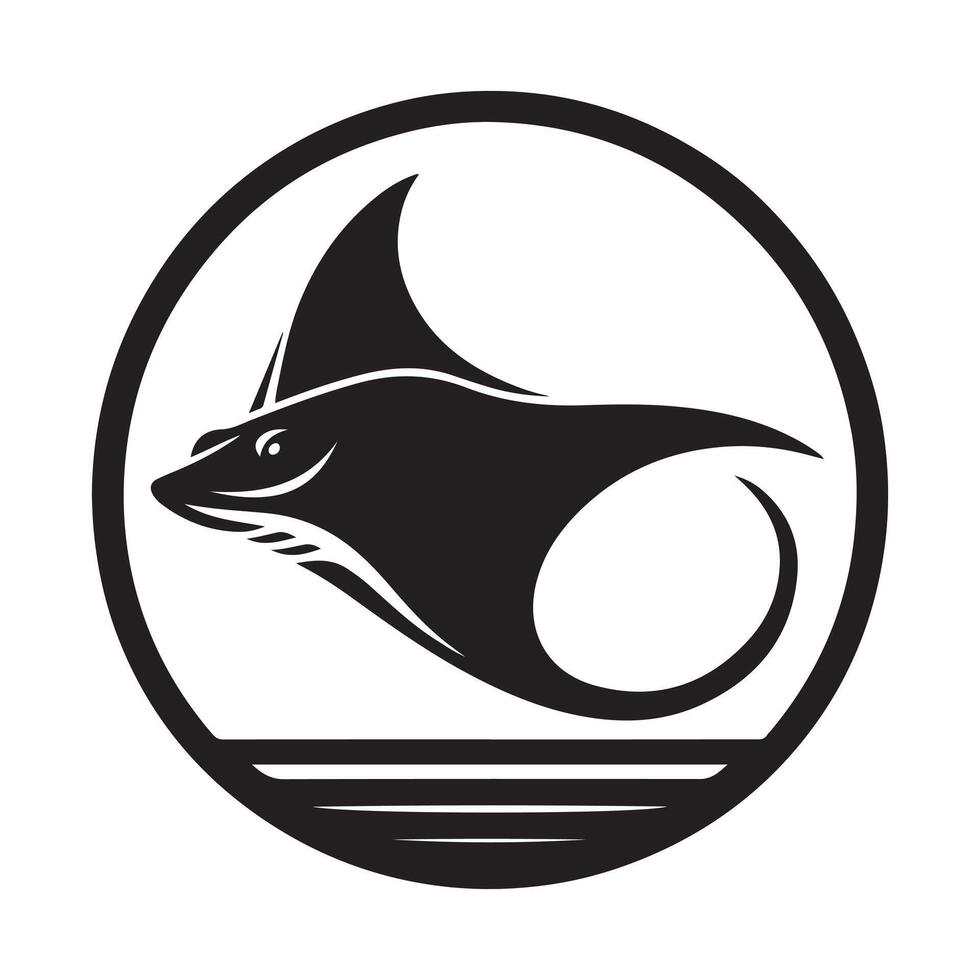 Beautiful Giant Oceanic Manta Ray Silhouettes for Sea Life Illustrations vector