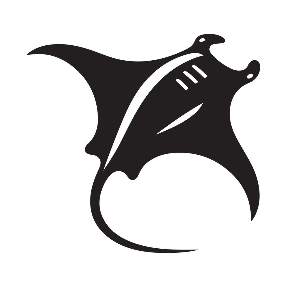 Giant Oceanic Manta Ray Silhouettes for Maritime and Coastal Graphic Designs vector