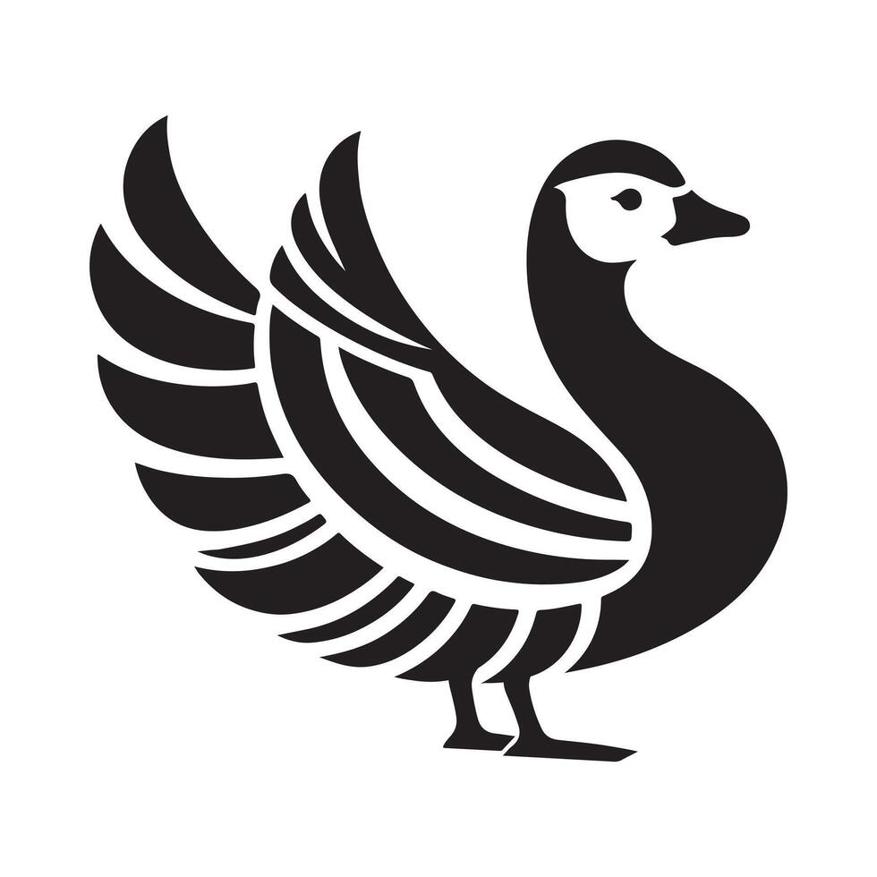 Stylized Barnacle Goose and Ibis Silhouettes for Nature Art Projects vector