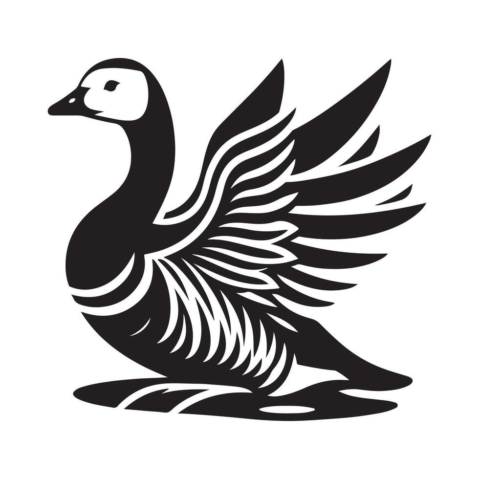 Barnacle Goose and Ibis Silhouettes for Wildlife Conservation Graphics vector