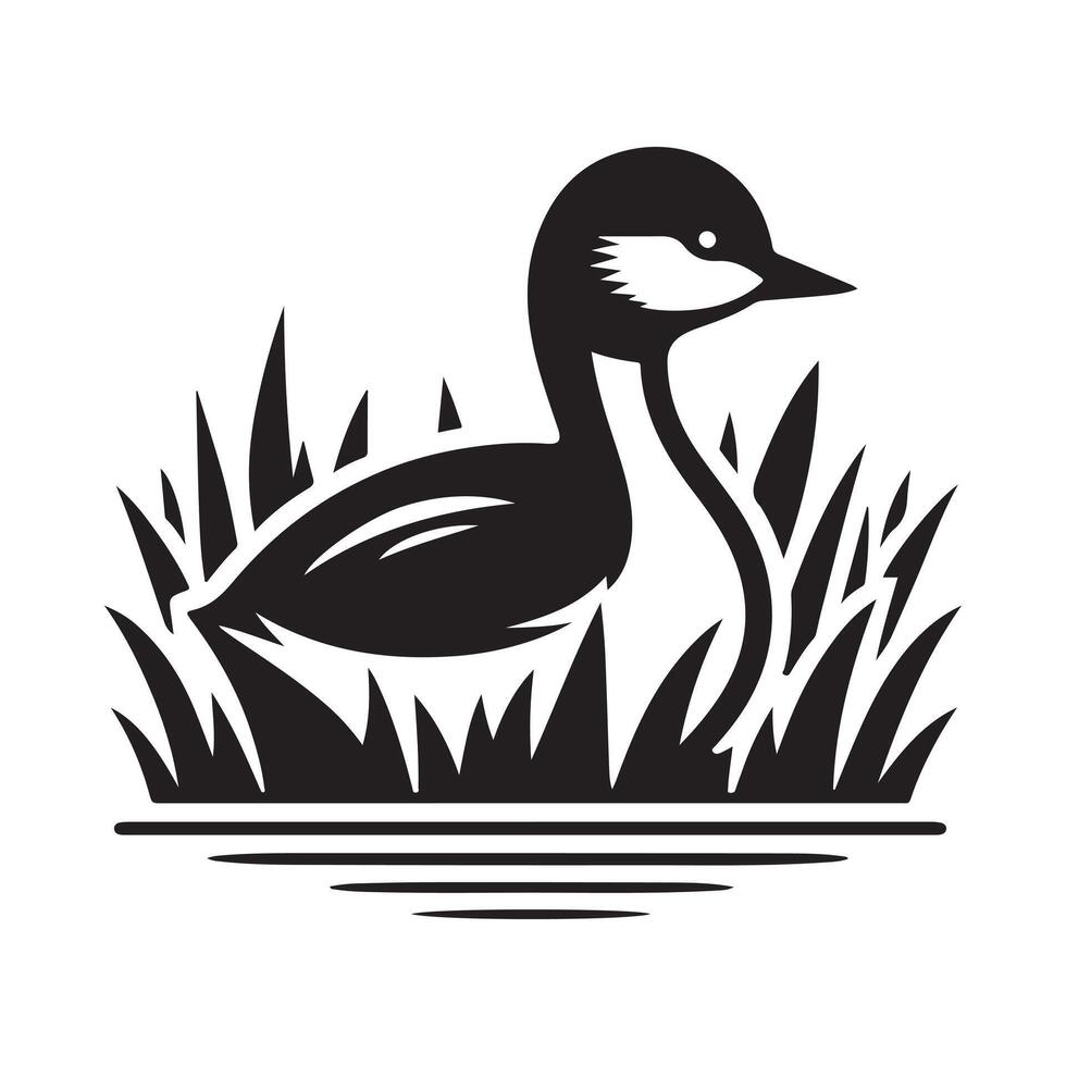 Customizable Little Grebe Silhouette Vectors for Various Designs