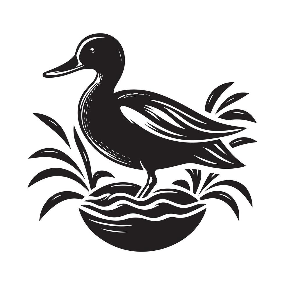 Yellow-billed Teal Silhouette Vectors for Elegant Wildlife-Themed Branding
