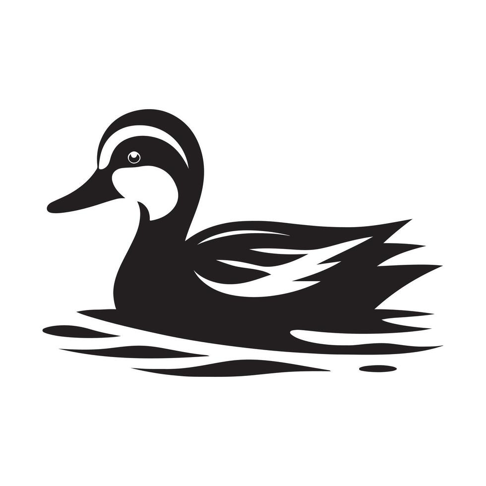 Yellow-billed Teal Silhouette Vectors for Educational Wildlife Illustrations