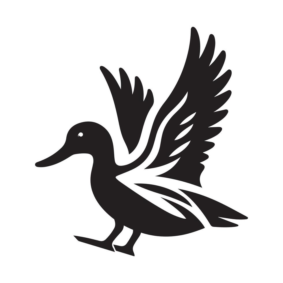 Elegant Yellow-billed Teal Silhouette Vectors for Minimalist Design Projects