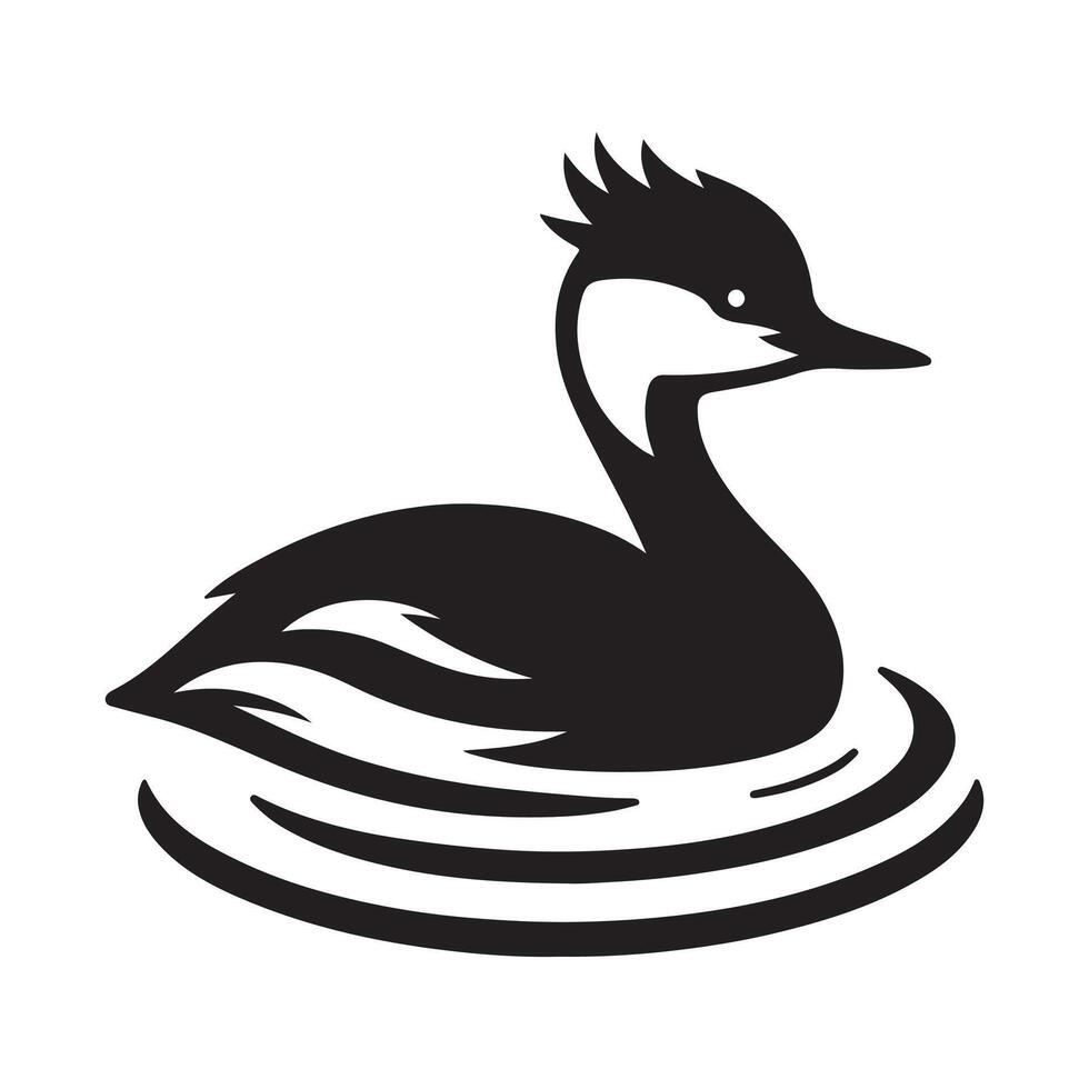 Stylish White-Tufted Grebe Silhouette Vectors for Digital and Print Projects