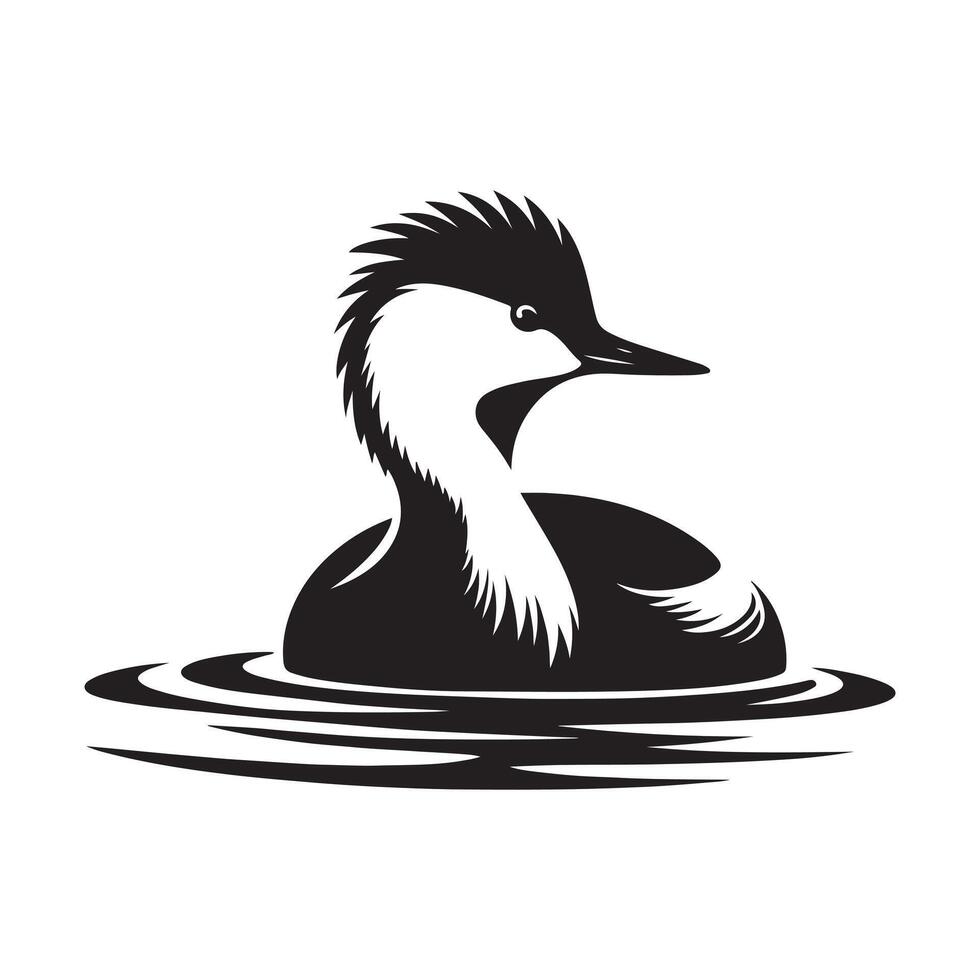 Premium White-Tufted Grebe Silhouettes for Artistic Illustrations vector