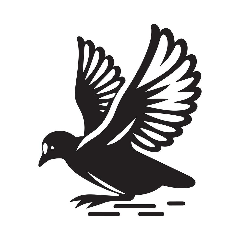 Stylized White-Winged Coot Silhouette Vectors for Bird and Nature Art