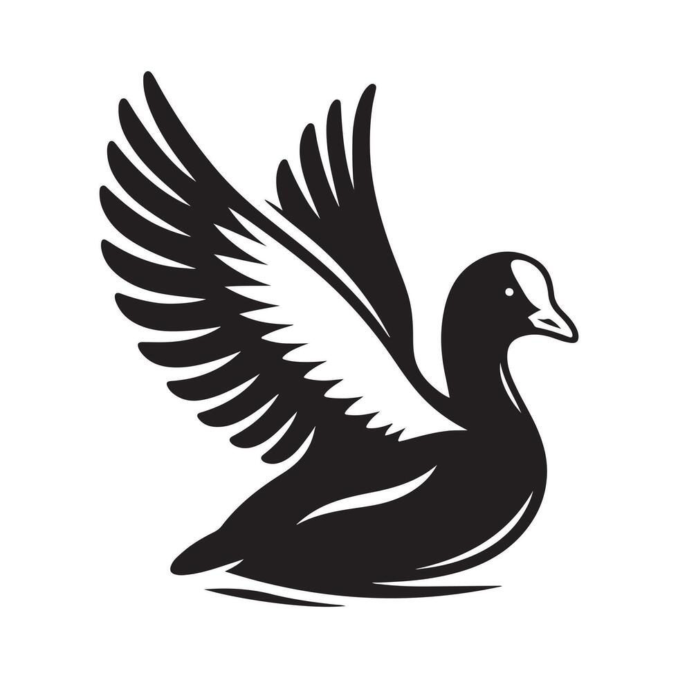 Customizable White-Winged Coot Silhouettes Ideal for Creative Designs vector