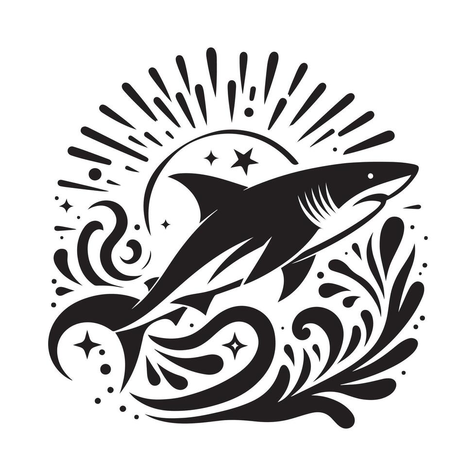 Blacktip Shark Silhouette Graphics for Digital and Print Use vector