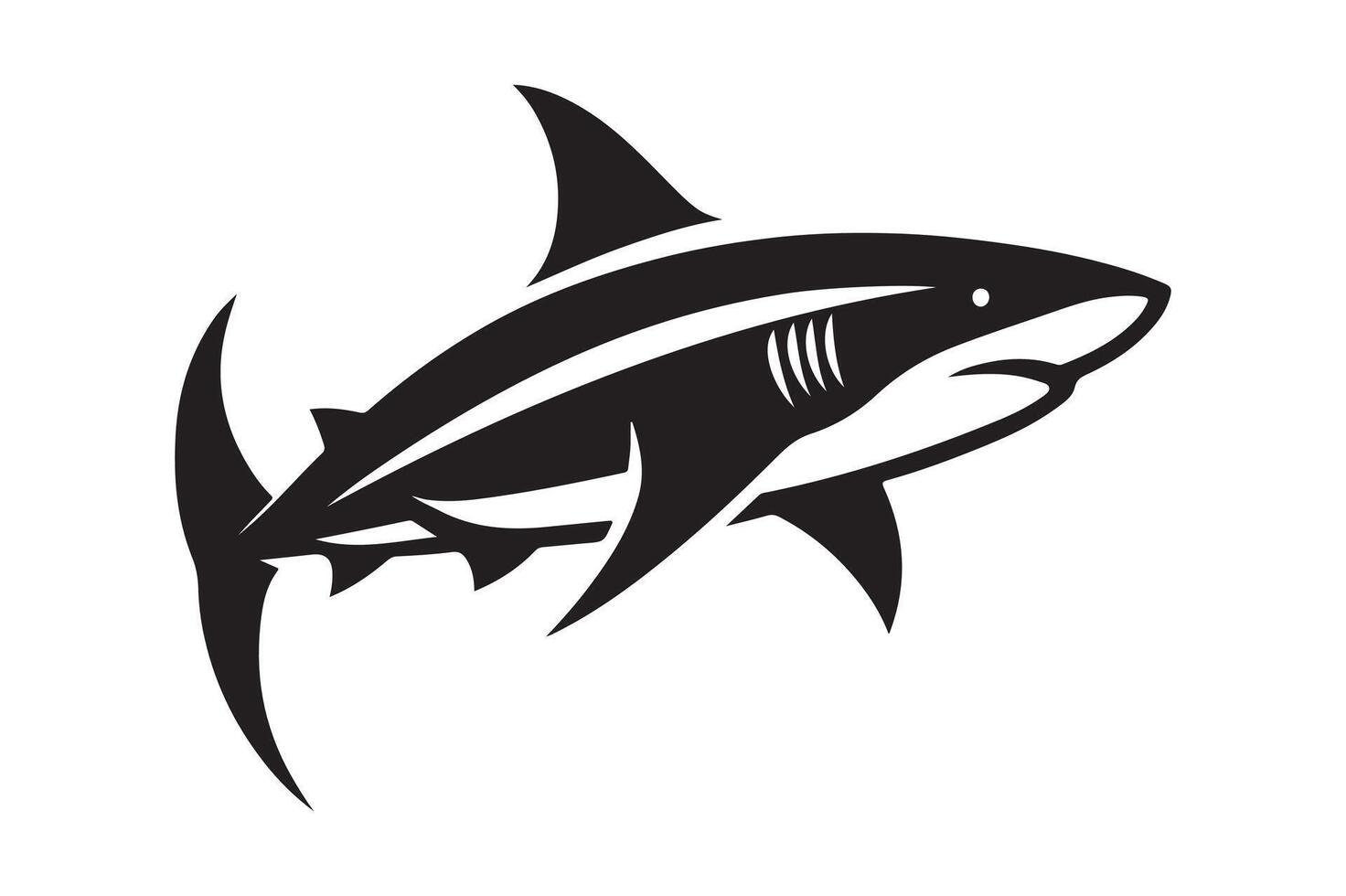 Vivid Blacktip Shark Silhouette Vectors for Ocean Lovers
