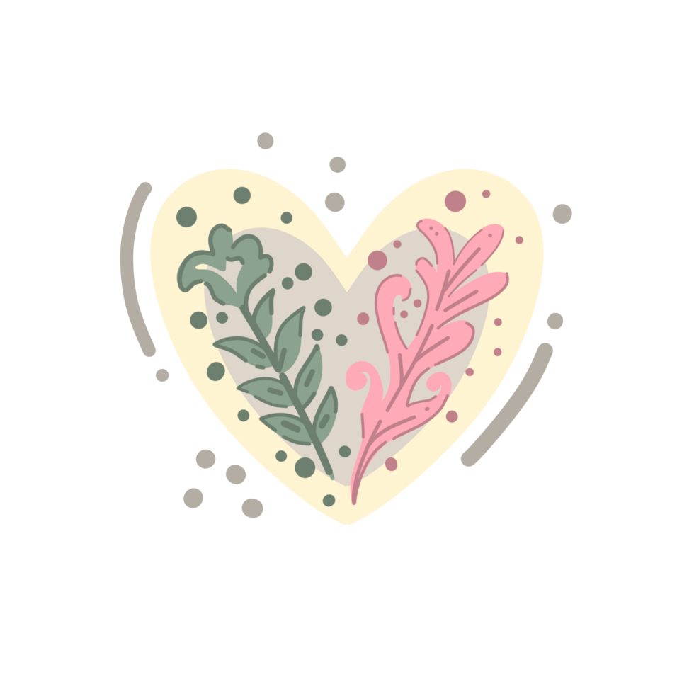 Beautiful love flat with leaf png