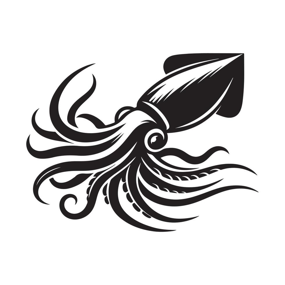 Elegant Squid Silhouette Vectors for Unique Web Elements