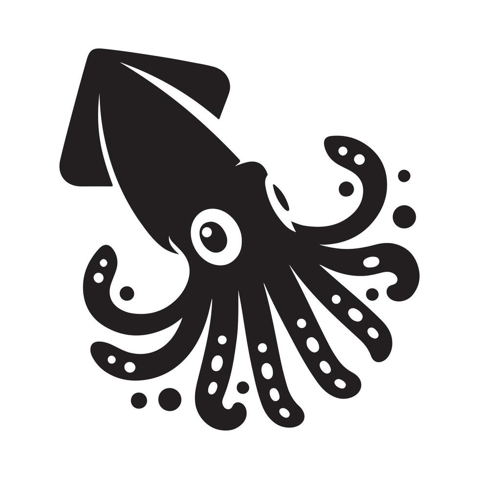 Modern Squid Silhouette Vectors for Digital and Print Media