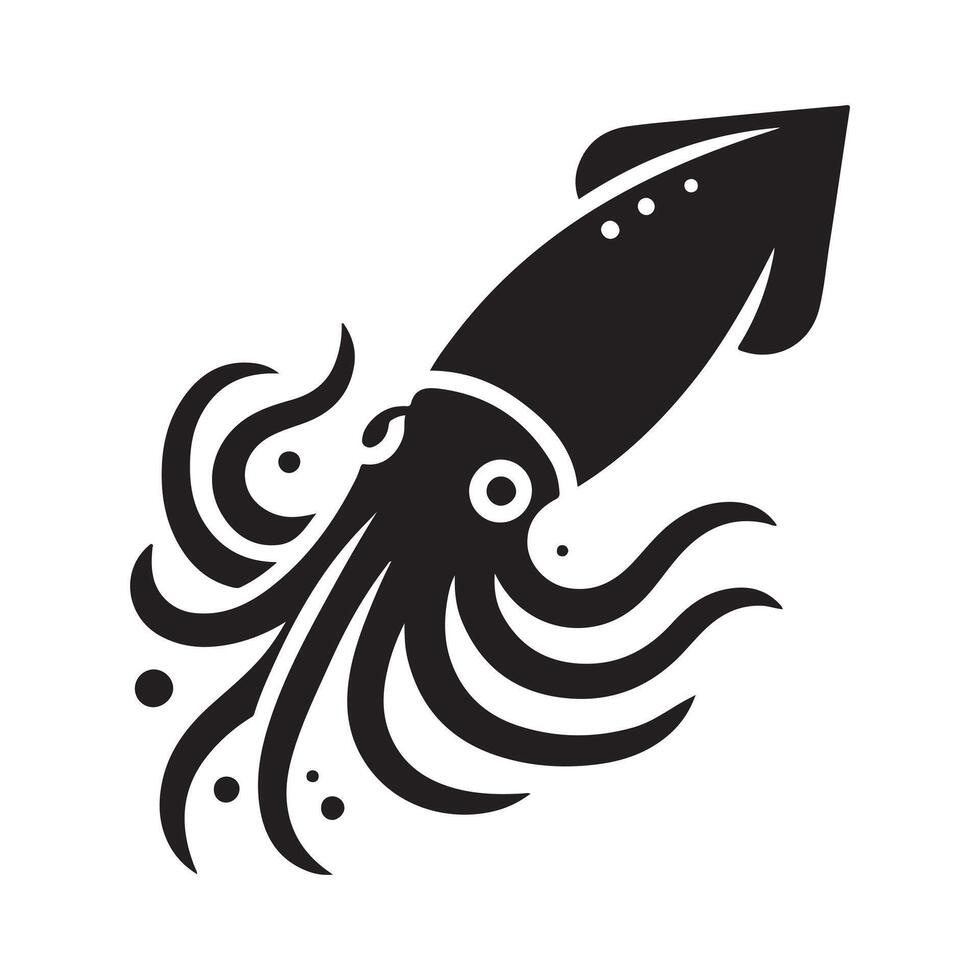 Squid Silhouette Vectors Illustrations for Educational Materials