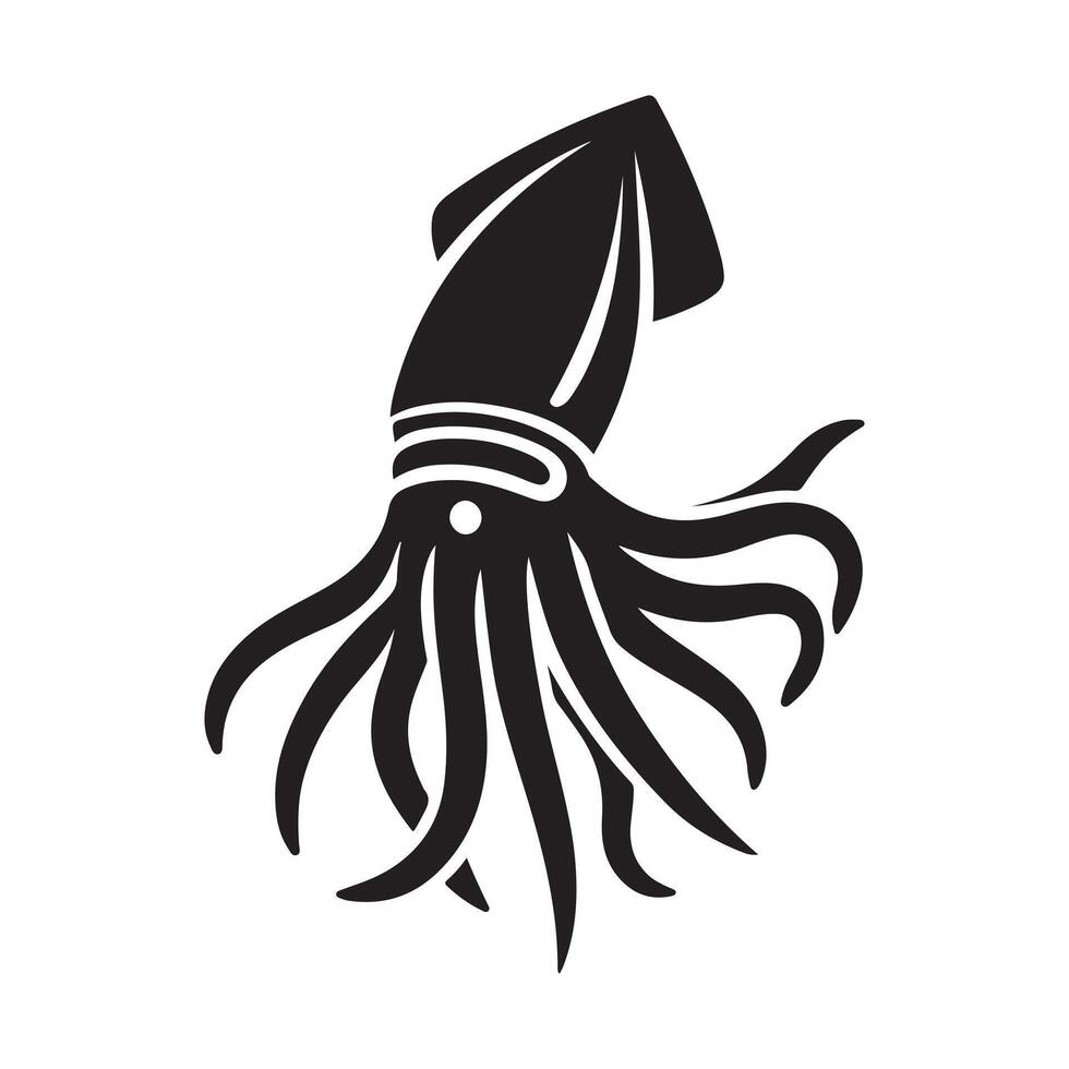 Dynamic Squid Silhouette Vectors for Custom Logos and Icons