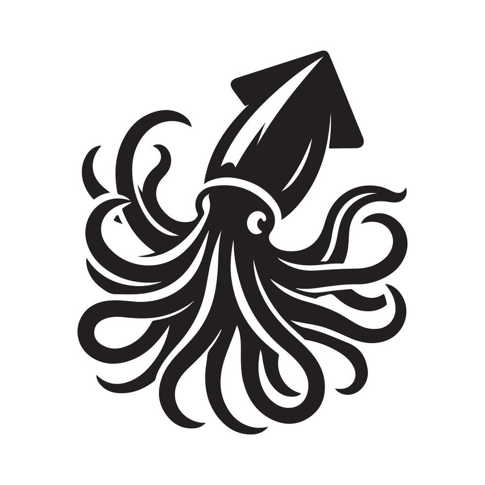 Squid Silhouette Vectors Designs for Marine Science and Research Graphics