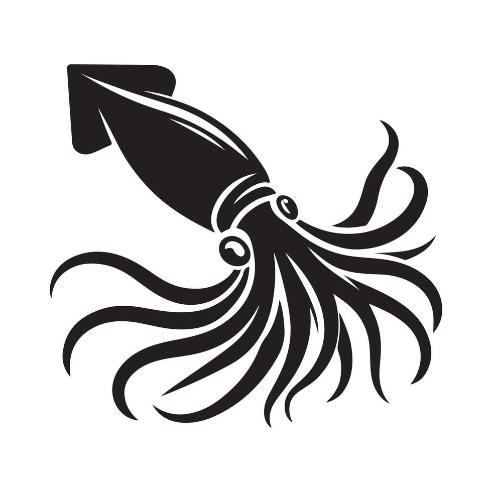 Squid Silhouette Vectors Art Great for Educational and Informational Designs