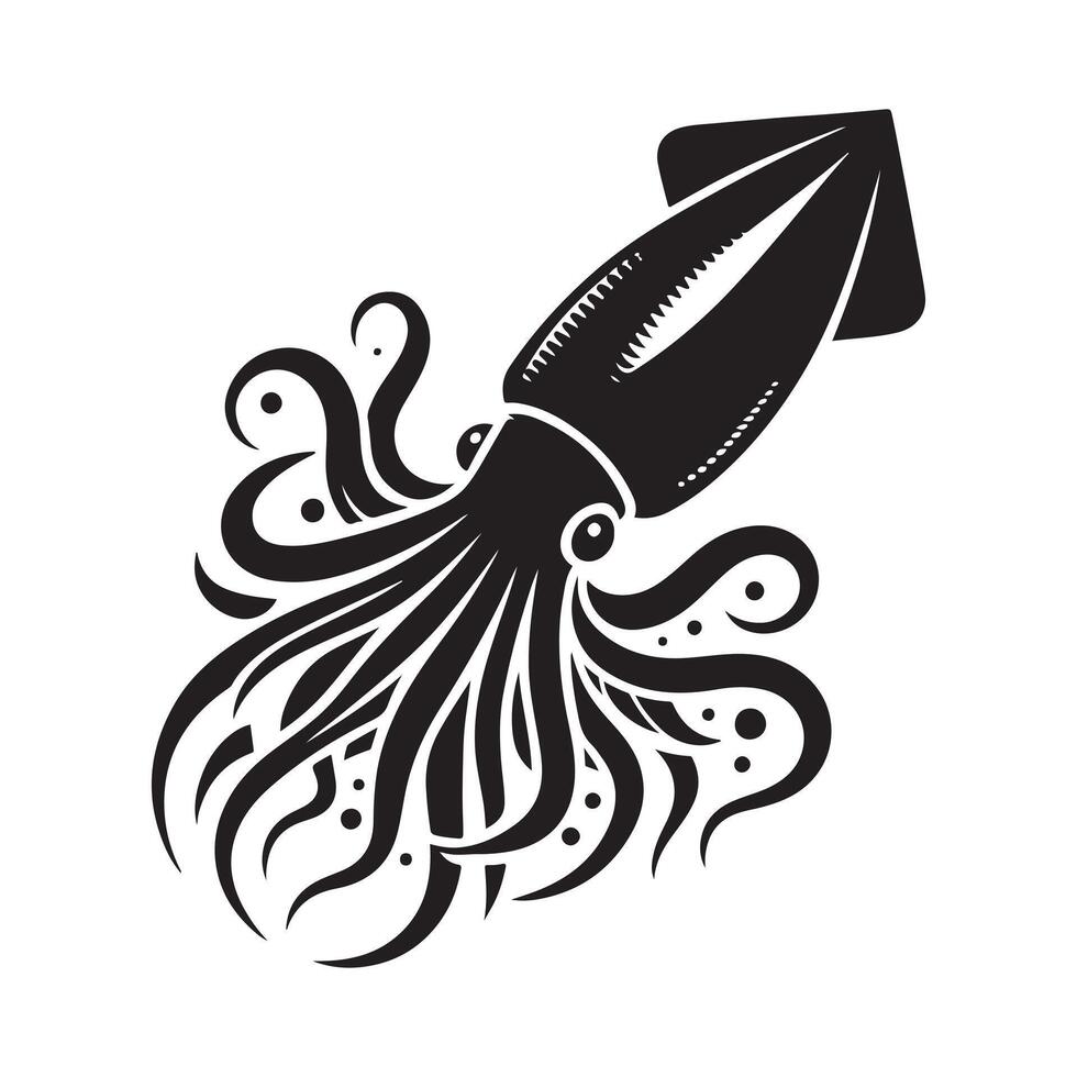 Squid Silhouette Vectors Graphics for Logos, Website Design, and More