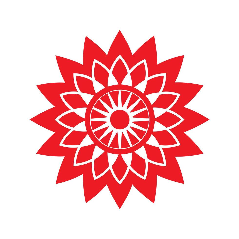 Red Mandala Silhouette on White Background vector
