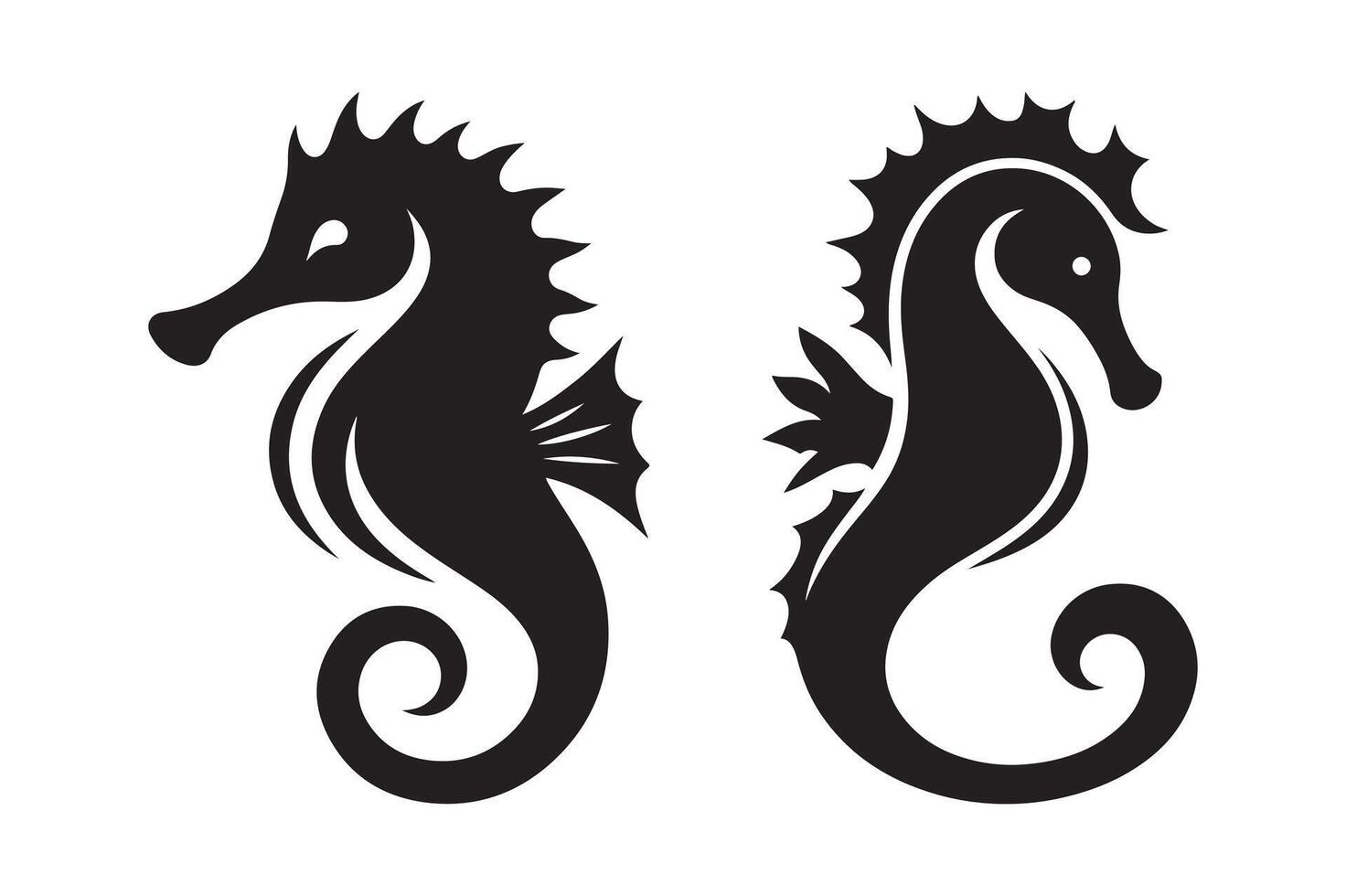 Seahorse Silhouettes Vectors Set for Nautical and Beach Designs