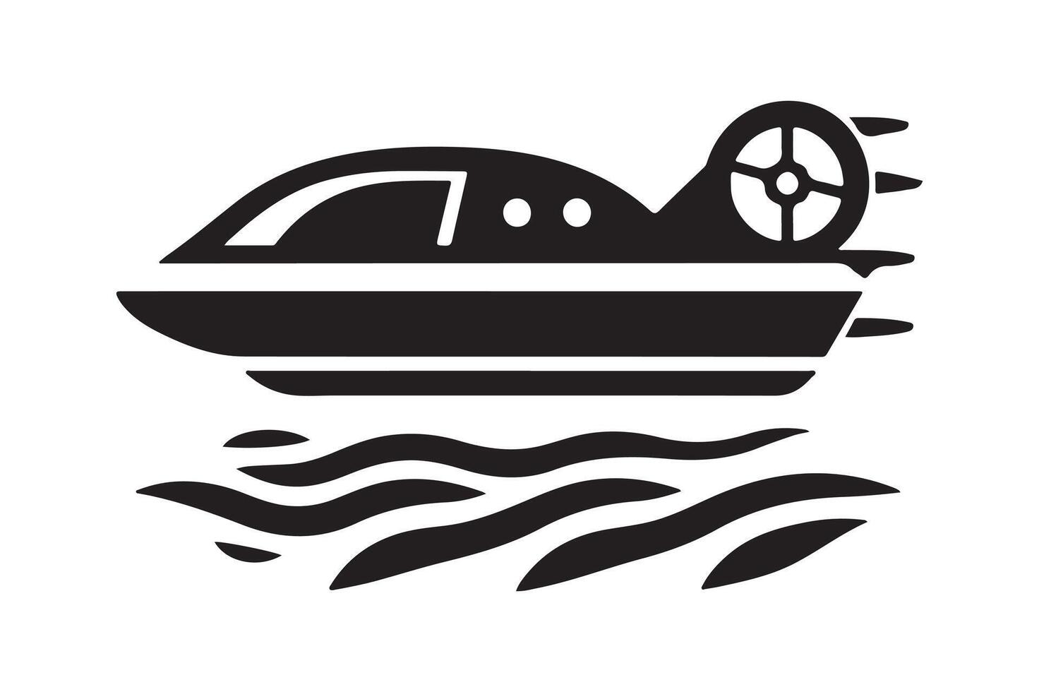 Editable Hovercraft Silhouette Vectors for Nautical and Transport Logos