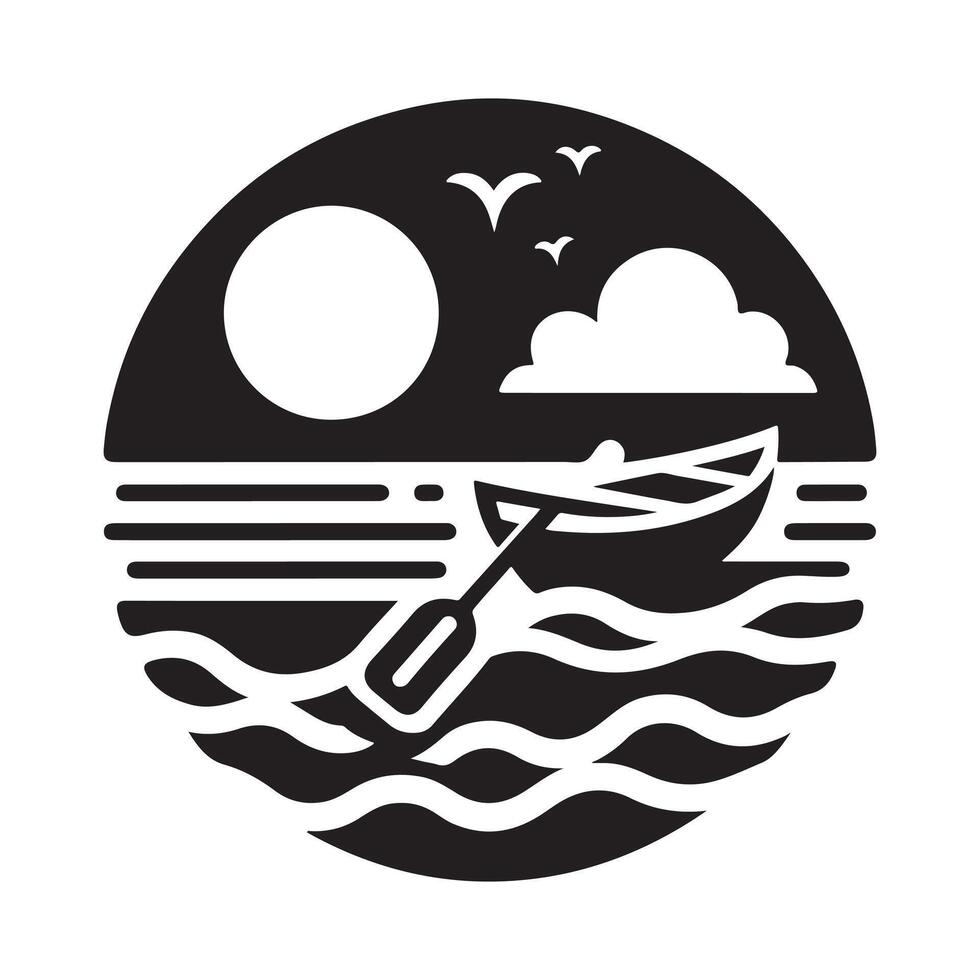 Paddle Boat Silhouettes for Adventure, Exploration, and Fun Graphic Projects vector