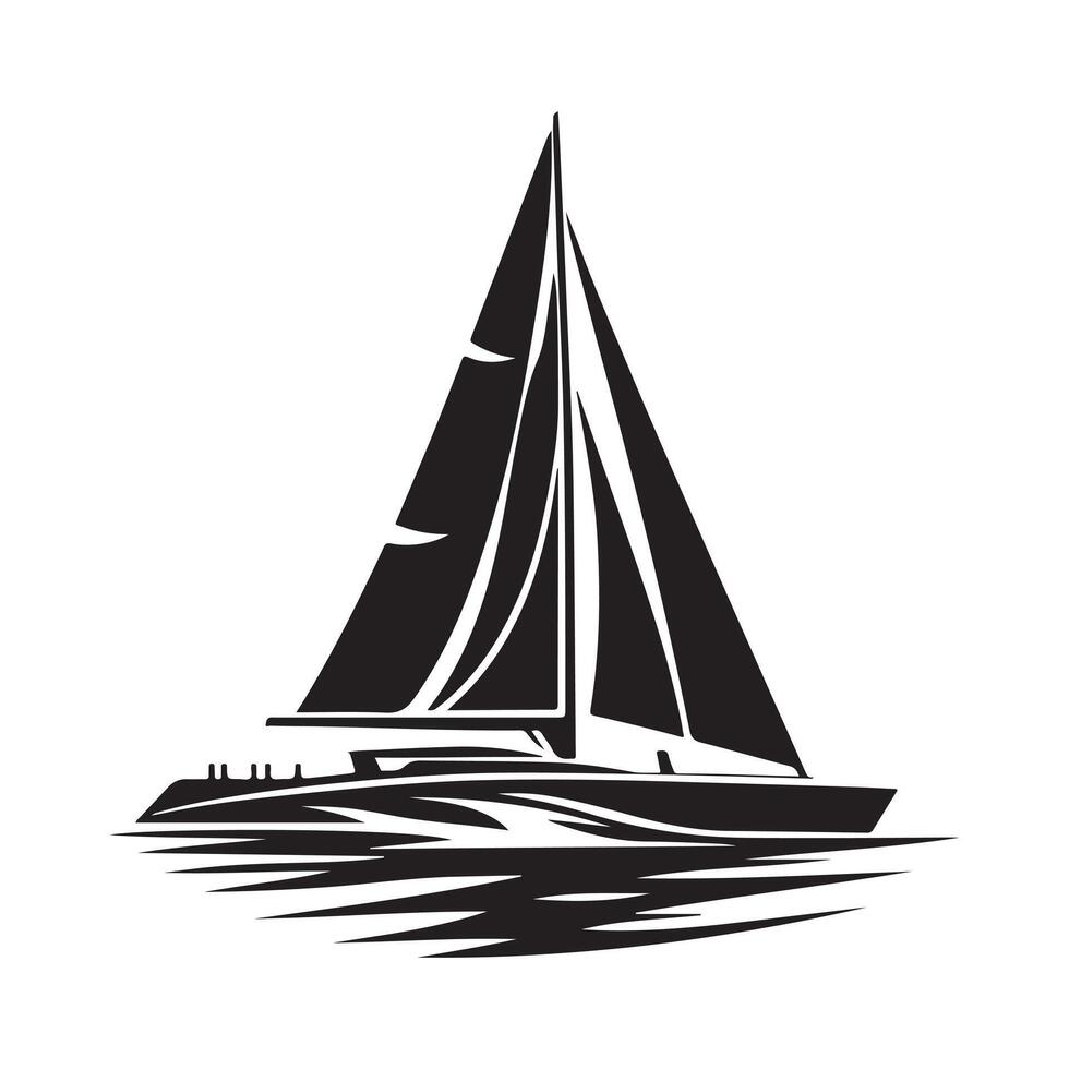 Trimaran Silhouette Vectors Illustrations for Nautical-Themed Merchandise