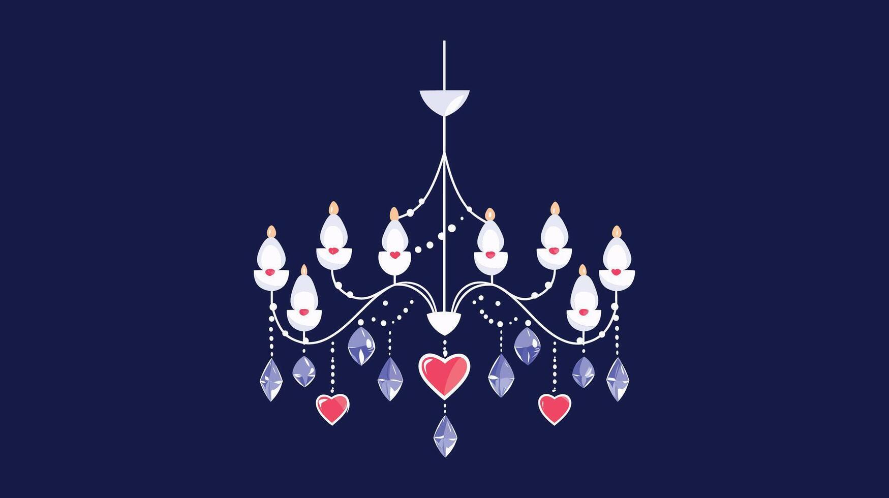Elegant Chandelier Design in Flat Style with Colorful Accents Art vector
