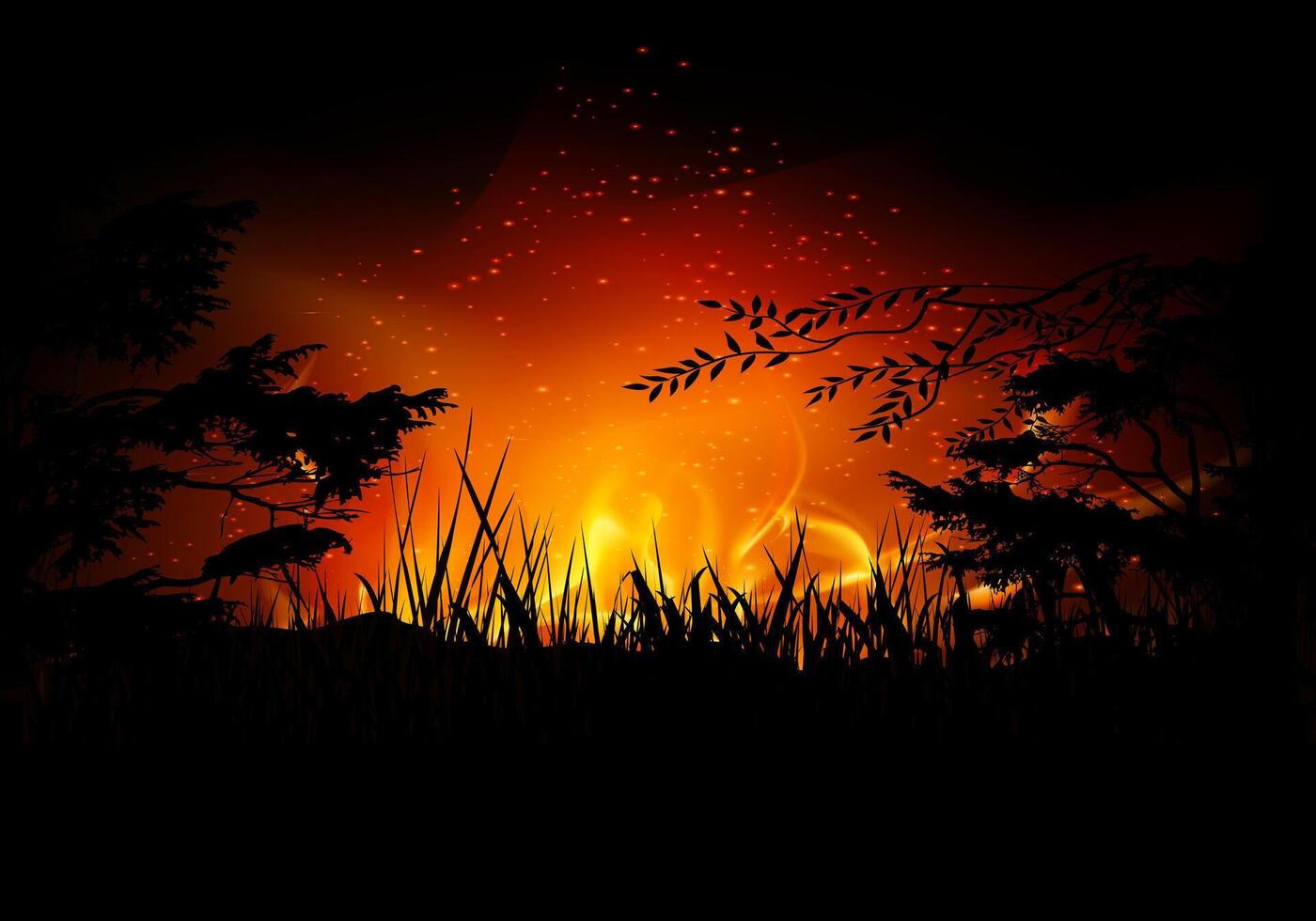 Forest Wildfire Silhouette vector