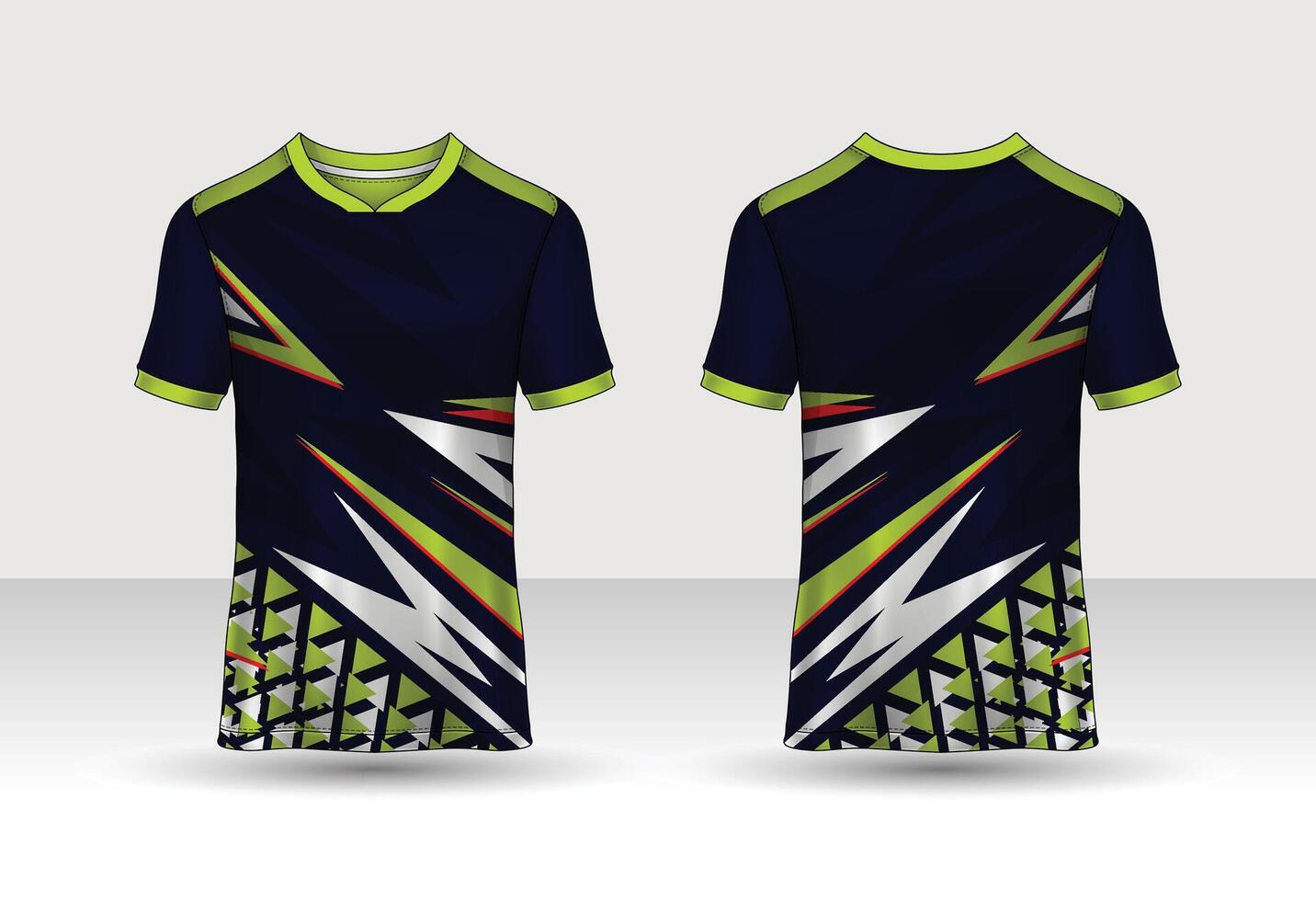 Front back tshirt design. gaming jersey . vector
