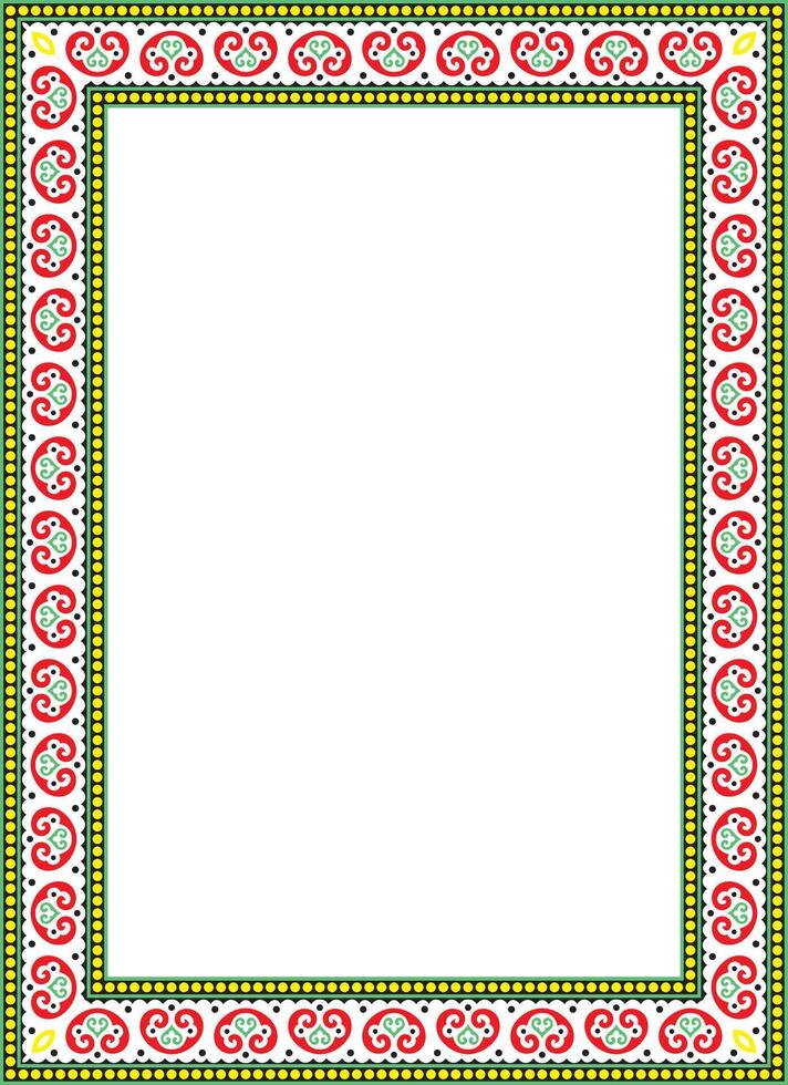 square colored ancient Russian ornament. Slavic rectangle, border, frame. Painting of the royal chambers vector