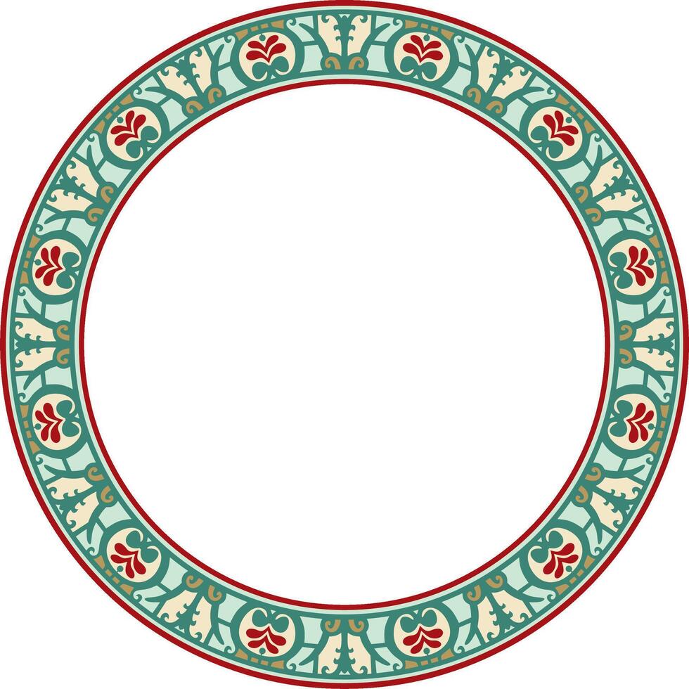round colored border, frame, Pompeii ring. Circle Neopolitan ornament. Art of Ancient Rome vector
