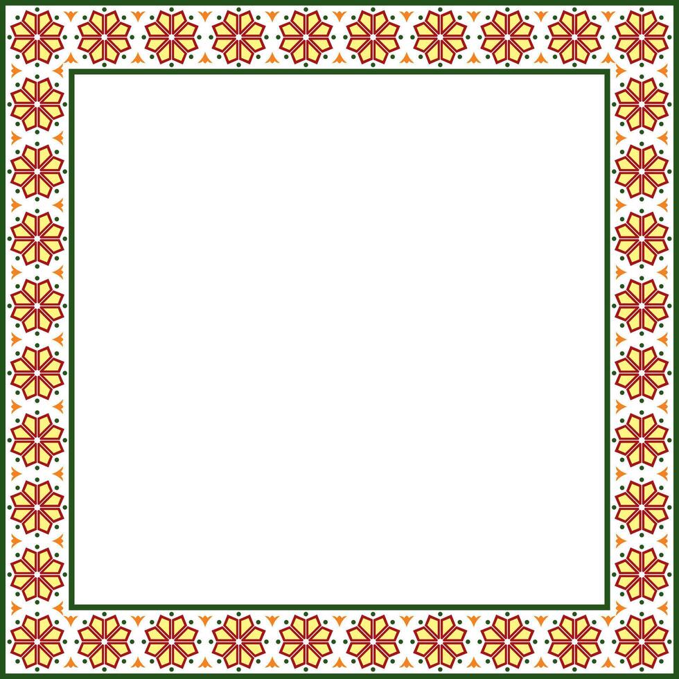 square colored ancient Russian ornament. Slavic rectangle, border, frame. . vector