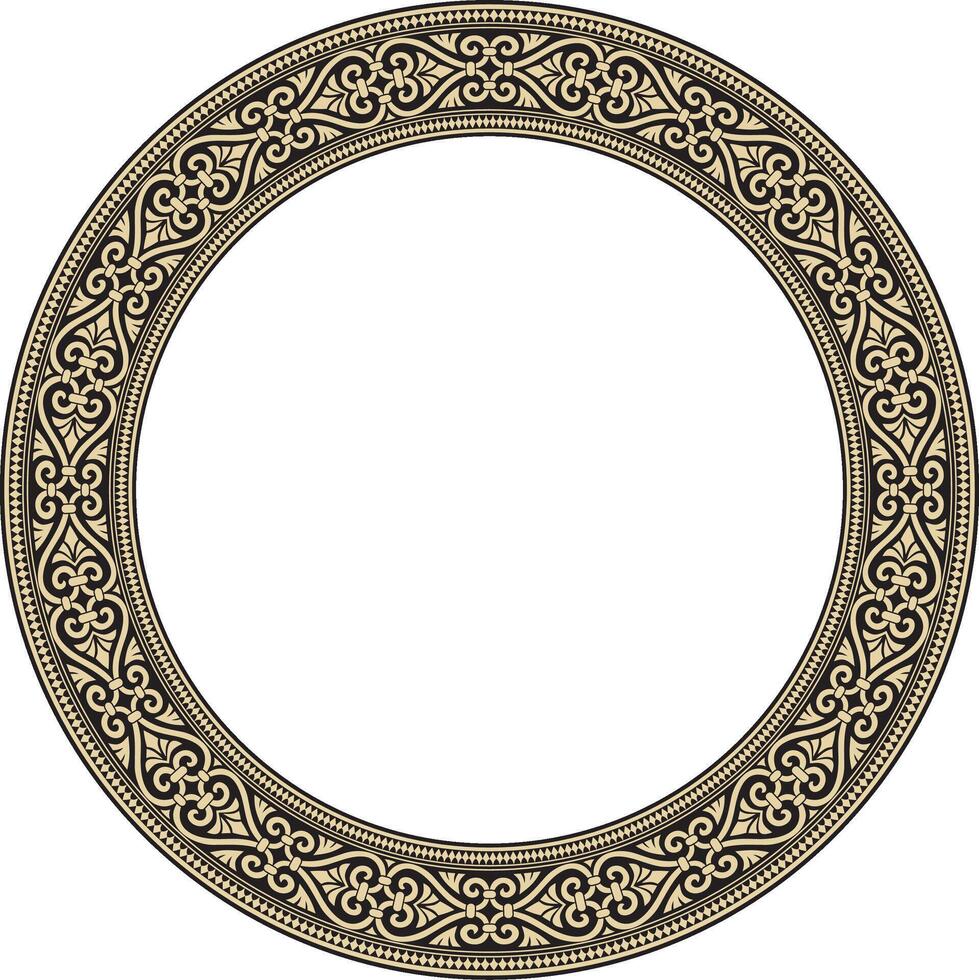 gold with black round ornament ring of ancient Greece. Classic pattern vector