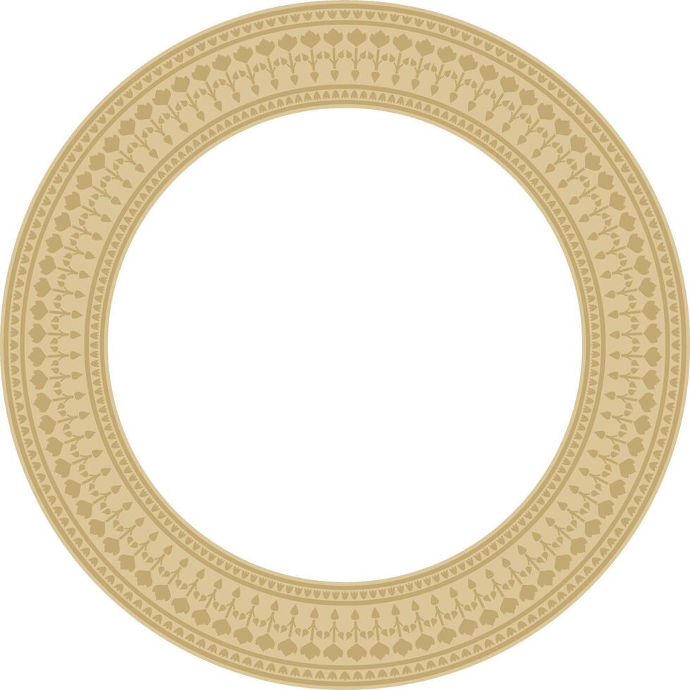 golden round Turkish national ornament. Ottoman border, frame. Ethnic floral circle, ring, Seljuk Turks pattern. Decoration of the Sultan's palaces. vector
