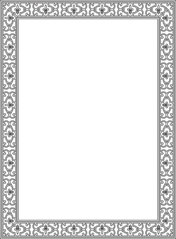 black contour square classic renaissance ornament. Rectangle, european border, vector