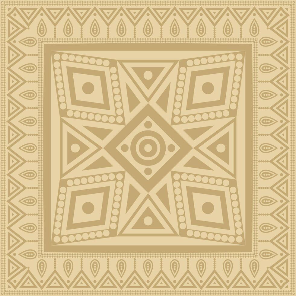 gold native american folk ornament. Square pattern, Aztec, Incas, Maya vector