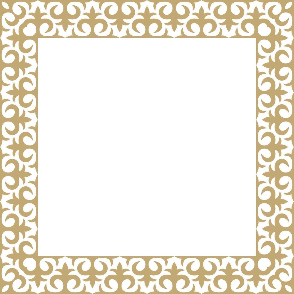 golden square Kazakh national ornament. Ethnic pattern of the Great Steppe, vector
