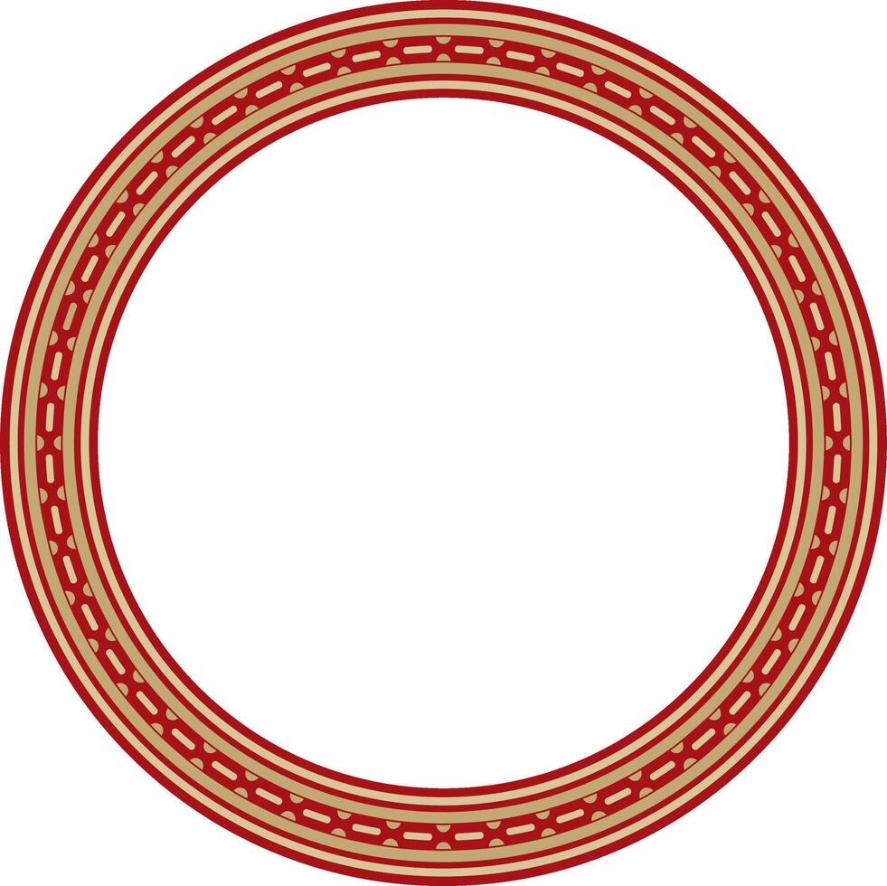 Gold with red round Egyptian ornament. Circle, frame, ring of ancient Egypt. vector