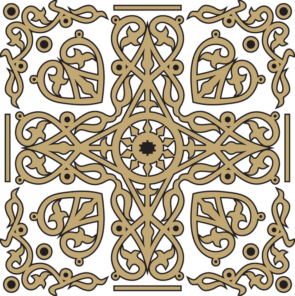 gold on a black background Yakut amulet. Ornament of the ancestors of the northern peoples of the tundra. Talisman, amulet, protection symbol of longevity vector