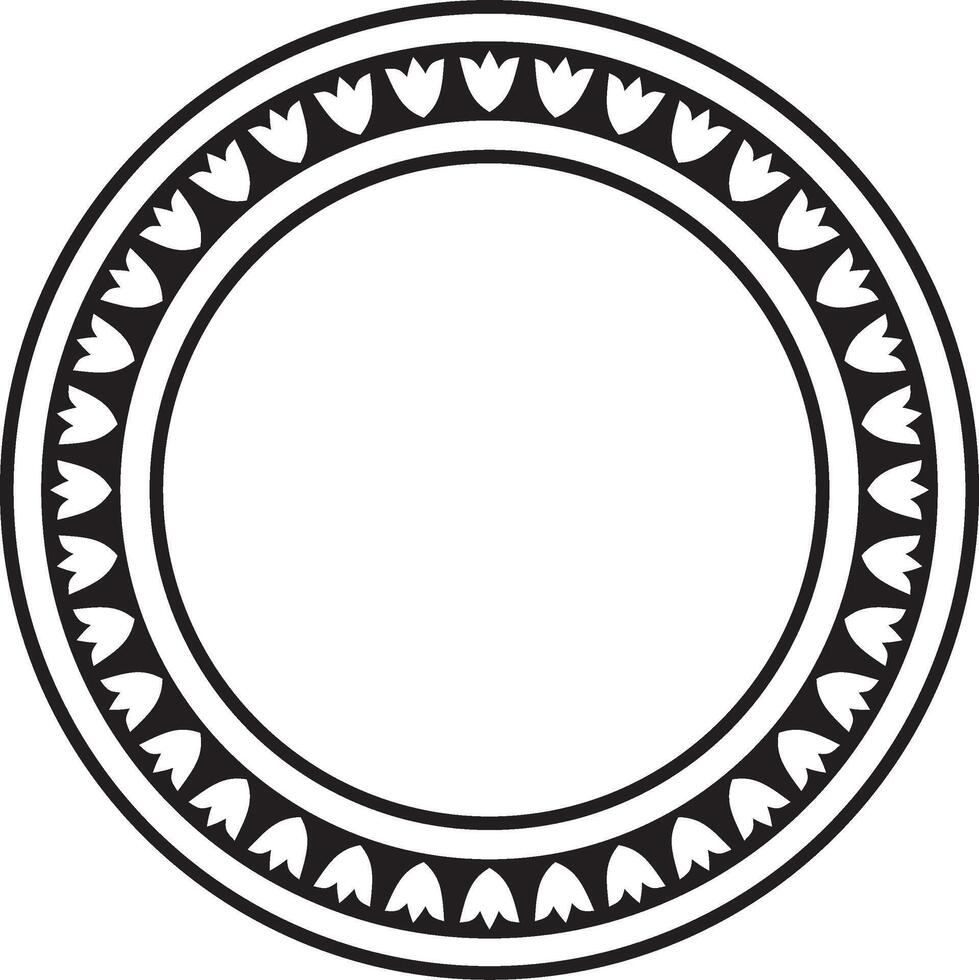 monochrome black round Turkish national ornament. Ottoman border, frame. Ethnic floral circle, ring, Seljuk Turks pattern. Decoration of the Sultan's palaces. vector