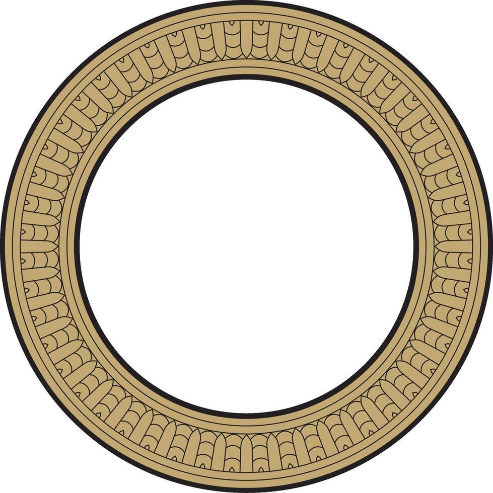Gold with black round Egyptian ornament. Circle, frame, ring of ancient Egypt. vector