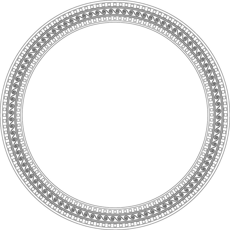 Black monochrome classic Greek round outline ornament. Circle of Ancient Greece and the Roman Empire. vector
