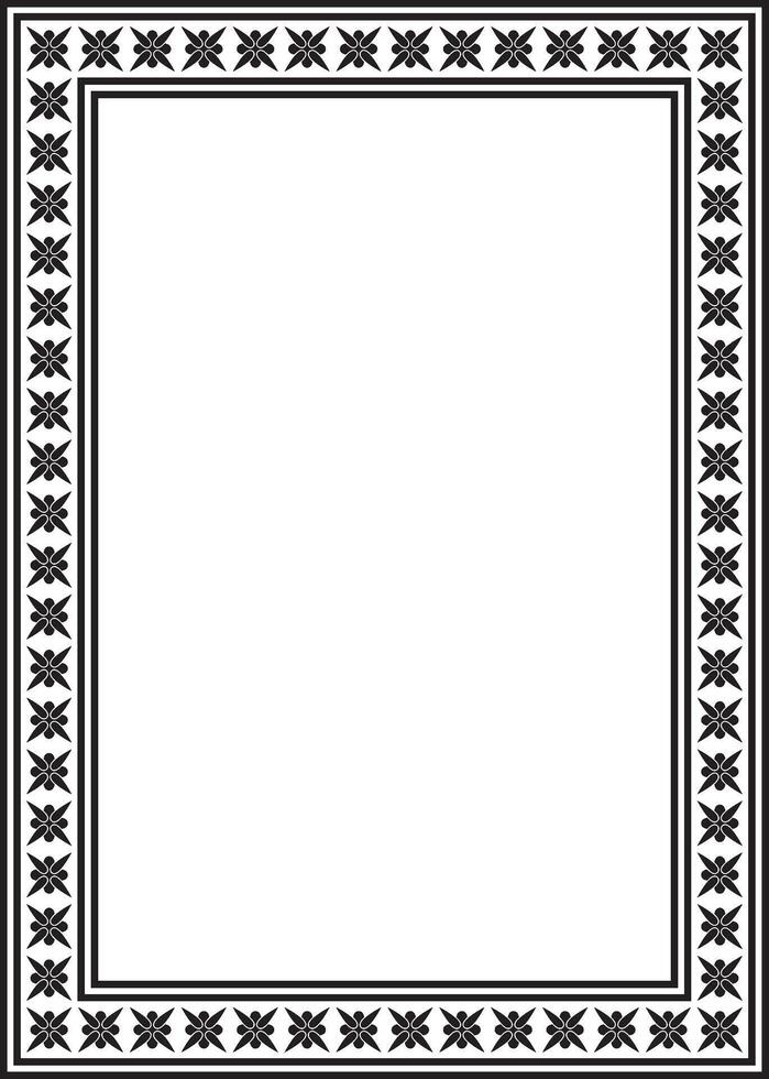 black monochrome square stencil classic byzantine ornament. Rectangle, border, Ancient Greece, Eastern Roman Empire frame. vector